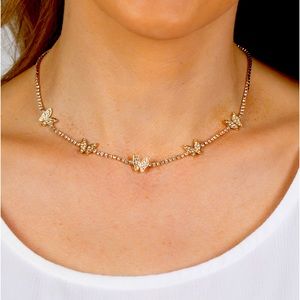 Gold Butterfly Choker Necklace